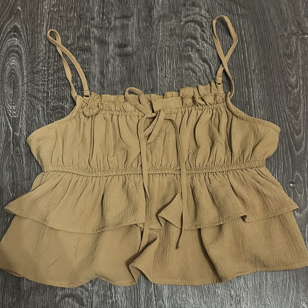 Wild Fable Tan Ruffle Crop Top